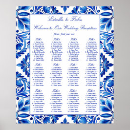 Vintag Talavera blauen Fliesen Hochzeitssitzplan Poster
