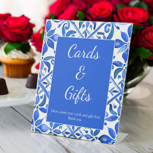 Vintag Talavera blauer Kachel Hochzeitsgeschenke Sockelschild