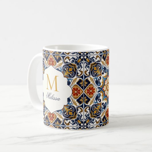 Vintag Talavera bridesmaids Geschenke mongrammatie Kaffeetasse (Vorderseite Links)