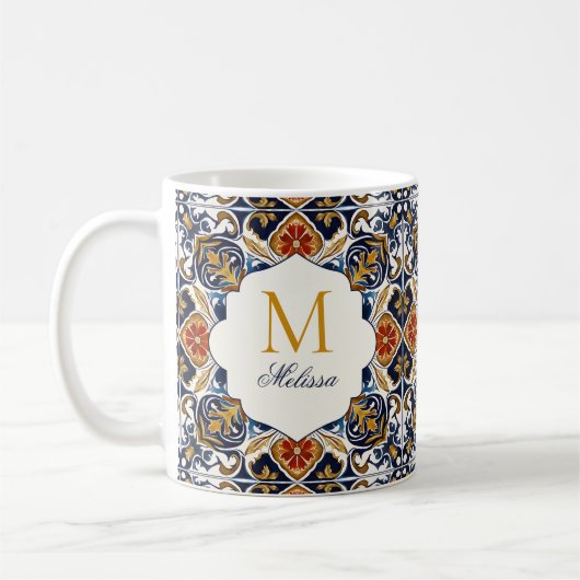 Vintag Talavera bridesmaids Geschenke mongrammatie Kaffeetasse (Links)