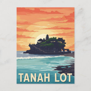 Vintag Tanah Lot Bali Indonesia Travel Postkarte