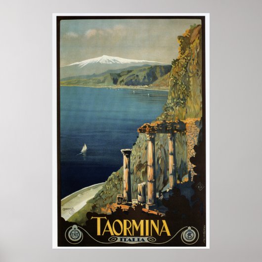 Vintag Taormina Sizilien Reiseführer von Marcopolo Poster (Vorne)