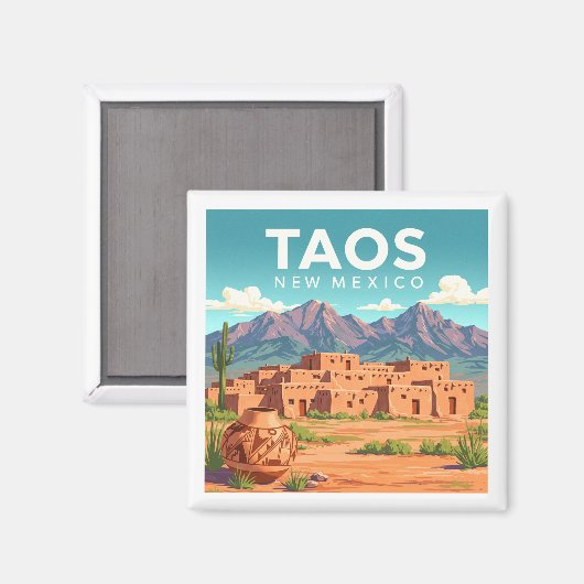 Vintag Taos New Mexico Magnet (Vorderseite/Rückseite)