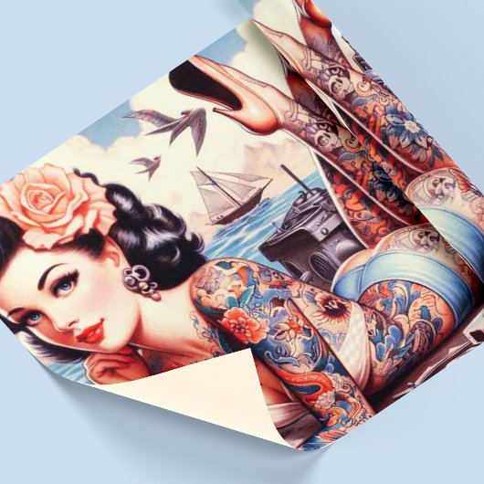 Vintag Tattoo Old School Girl Geschenkpapier