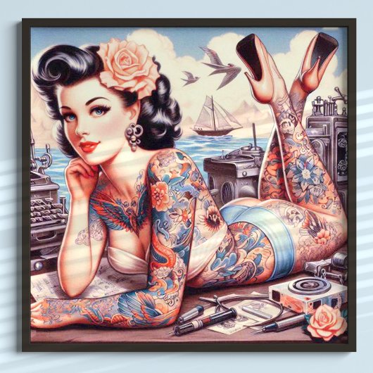 Vintag Tattoo Old School Girl Poster