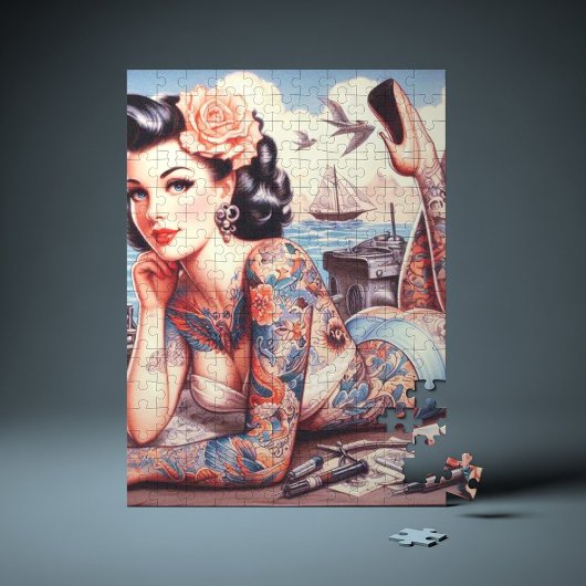 Vintag Tattoo Old School Girl Puzzle
