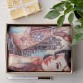 Vintag Tattoo Old School Girl Seidenpapier (Geschenk)