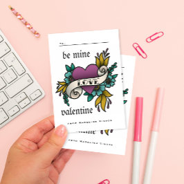 Vintag Tattoo Style Lila Klassenzimmer Valentine RSVP Karte