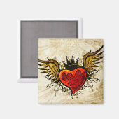 Vintag Tattoo Winged Heart Magnet (Vorderseite/Rückseite)