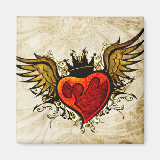 Vintag Tattoo Winged Heart Magnet (Vorne)