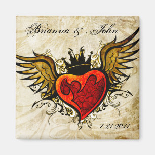 Vintag Tattoo Winged Heart Personalisiert Magnet