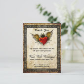 Vintag Tattoo Winged Heart Vielen Dank Coupon Postkarte (Stehend Vorderseite)