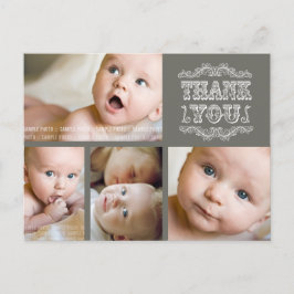 VINTAG Taupe Foto Baby Danke Post Card Ankündigungspostkarte