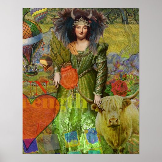 Vintag Taurus Fantasy Gothic Whimsical Collage Poster (Vorne)