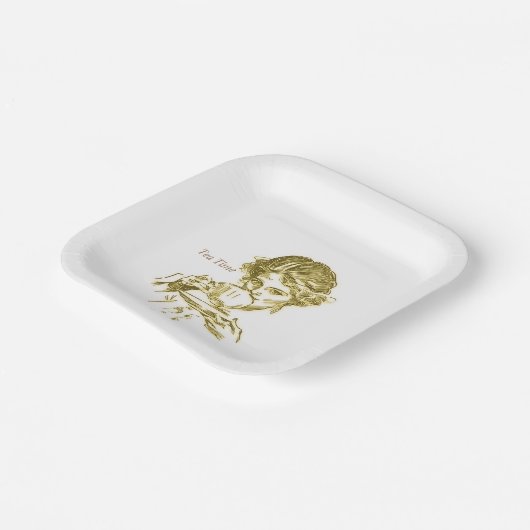 Vintag Tea Time Napkins Pappteller (Gewinkelt)