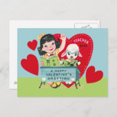 Vintag Teacher Valentine Feiertagspostkarte (Vorne/Hinten)