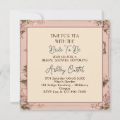 Vintag Teacup Floral Brautparty Tee Party Einladung (Rückseite)