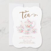 Vintag Teacup Floral Tee Einladung (Vorderseite)