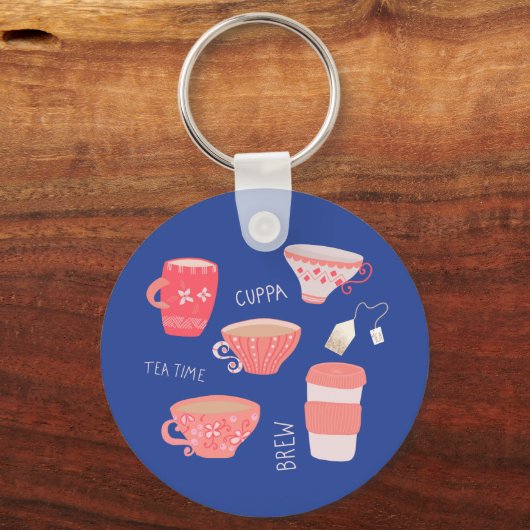 Vintag Teacup Tee Pot-Abbildung Schlüsselanhänger (Vorderseite)