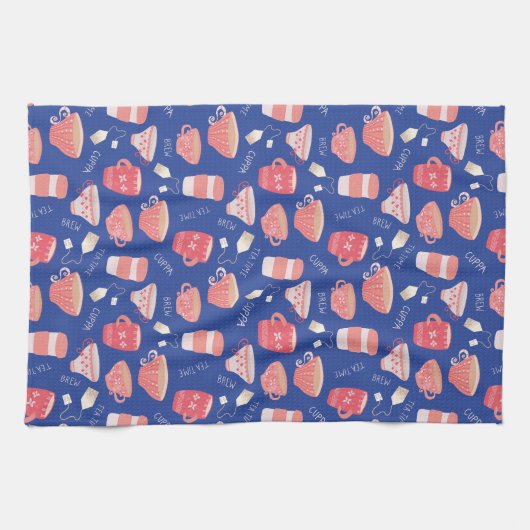 Vintag Teacup Teepot-Muster Geschirrtuch (Horizontal)