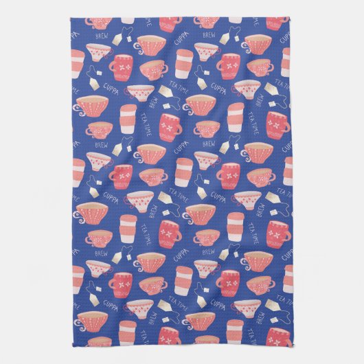 Vintag Teacup Teepot-Muster Geschirrtuch (Vertikal)