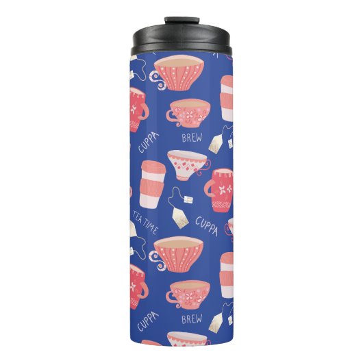 Vintag Teacup Teepot-Muster Thermosbecher (Vorderseite)