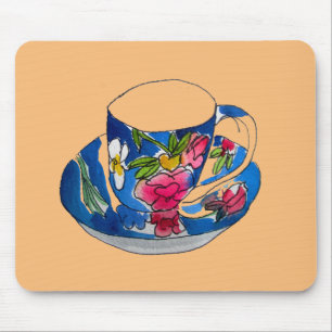 Vintag Teacups Originalillustrierung der Aquarellb Mousepad