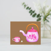 Vintag Teacups Teekorb Postkarte (Stehend Vorderseite)