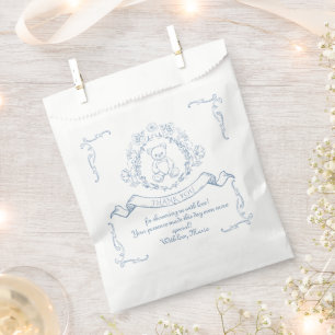 Vintag Teddy Bär Chinoiserie Toile Babydusche Geschenktütchen