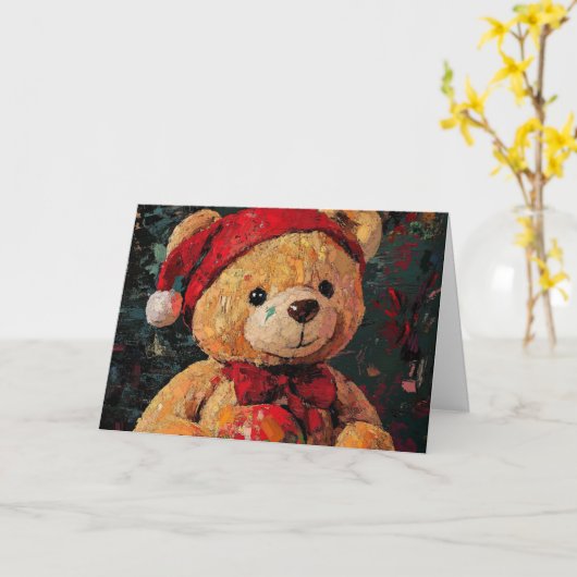 Vintag Teddy Bär Weihnachtskarte Karte (Gelbe Blume)