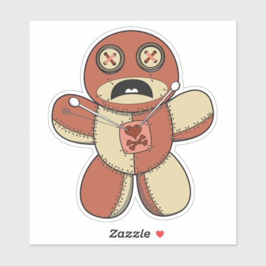 Vintag Teddy Bear Voodoo Doll Aufkleber (Blatt)