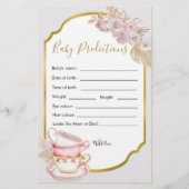 Vintag Tee-Party Babydusche Kindervorhersage (Vorderseite)