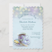 Vintag Tee Party Brautparty Aqua Einladung (Vorderseite)