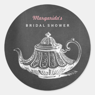 Vintag Tee-Party Brautparty Chalkboard Teapot Runder Aufkleber