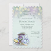 Vintag Tee Party Brautparty Green Einladung (Vorderseite)