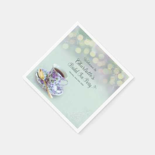 Vintag Tee Party Brautparty Green Serviette (Ecke)