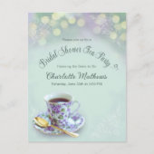 Vintag Tee Party Brautparty Grüne Einladung Postkarte (Vorderseite)
