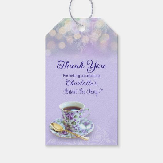 Vintag Tee Party Brautparty Lavender Geschenkanhänger (Vorderseite)