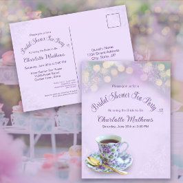 Vintag Tee Party Brautparty Lilac Einladung Postkarte