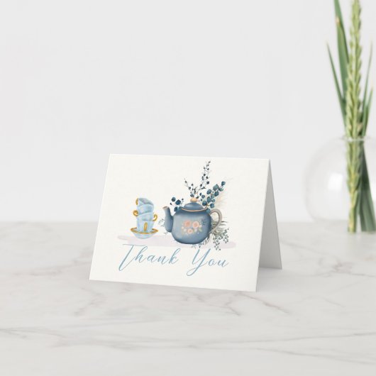 Vintag Tee Party Brewing Baby Shower Dankeskarte (Vorderseite)