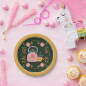 Vintag Tee Party Dunkelgrün gelb Pappteller (Party)