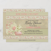 Vintag Tee-Party Kinderdusche Einladung (Vorne/Hinten)