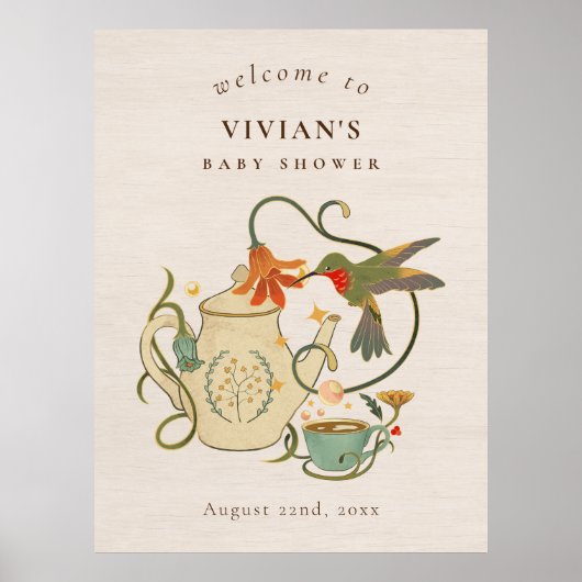 Vintag Tee-Party Kinderdusche Empfang Poster (Vorne)