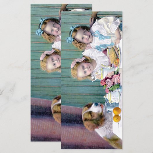 Vintag Tee-Party-Lesezeichen Menükarte (Vorne/Hinten)