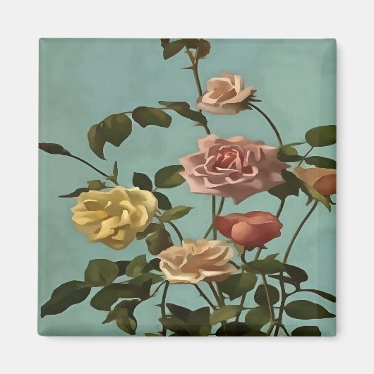 Vintag Tee Rose und Rose Magnet (Vorne)