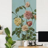 Vintag Tee Rose und Rose Poster (Heimbüro)