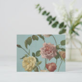Vintag Tee Rose und Rose Postkarte (Stehend Vorderseite)