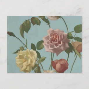 Vintag Tee Rose und Rose Postkarte