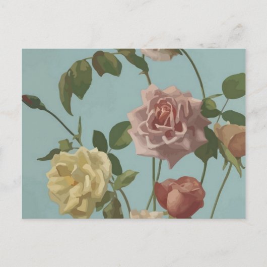 Vintag Tee Rose und Rose Postkarte (Vorderseite)