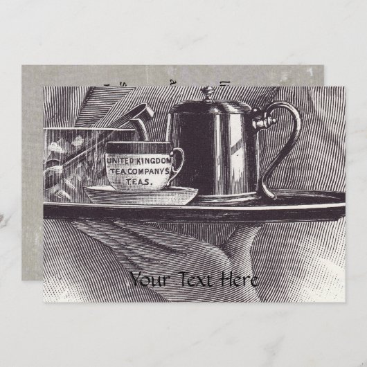 Vintag Teefach Einladung (Vorne/Hinten)